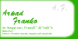 arpad franko business card